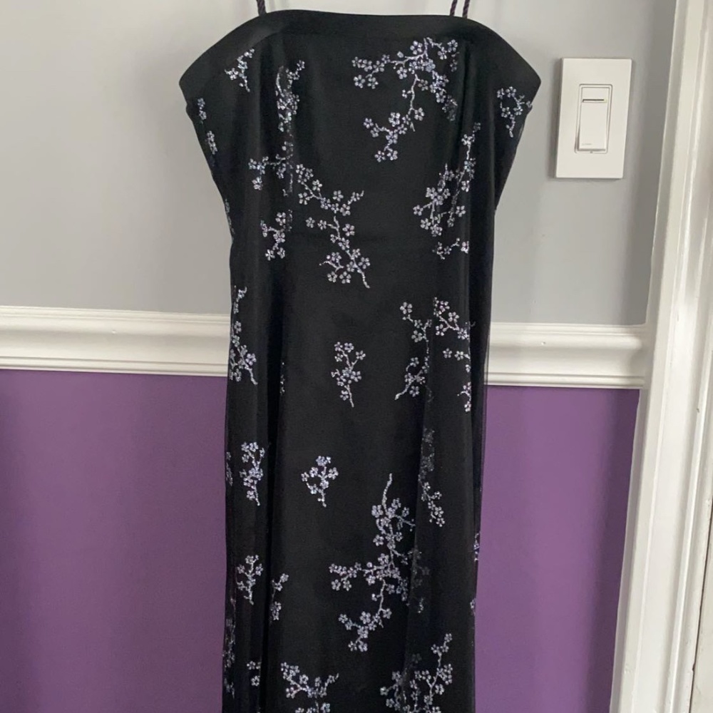Long Black Dress With Floral Design